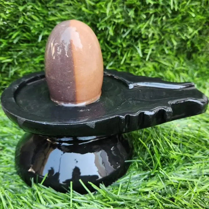 Ardhnarishwar Narmadeshwar Shivling with Damru and Jaladhari – Original Narmada Shivling for Puja
