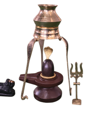 Shivling With Jaladhari, Nandi, Trishul, Naag, Kalash and stand  - Narmada River Stone shivling